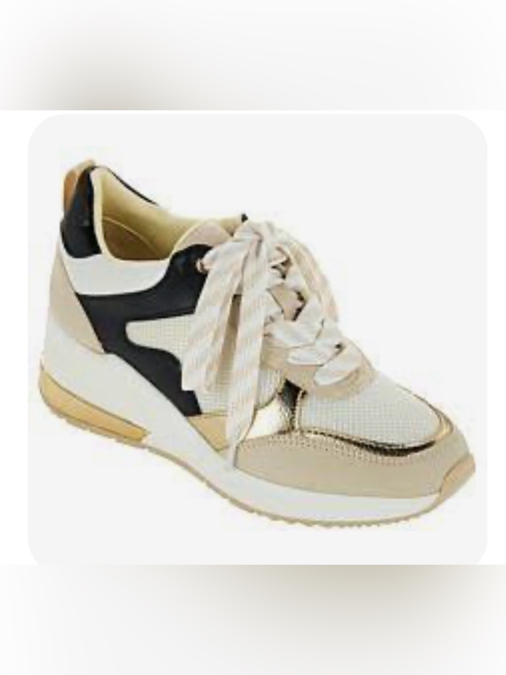 J/Slides Urban Sport Women's Bebe Fashion Wedge Sneaker Cream/Black/Gold Size 7 - Picture 1 of 9